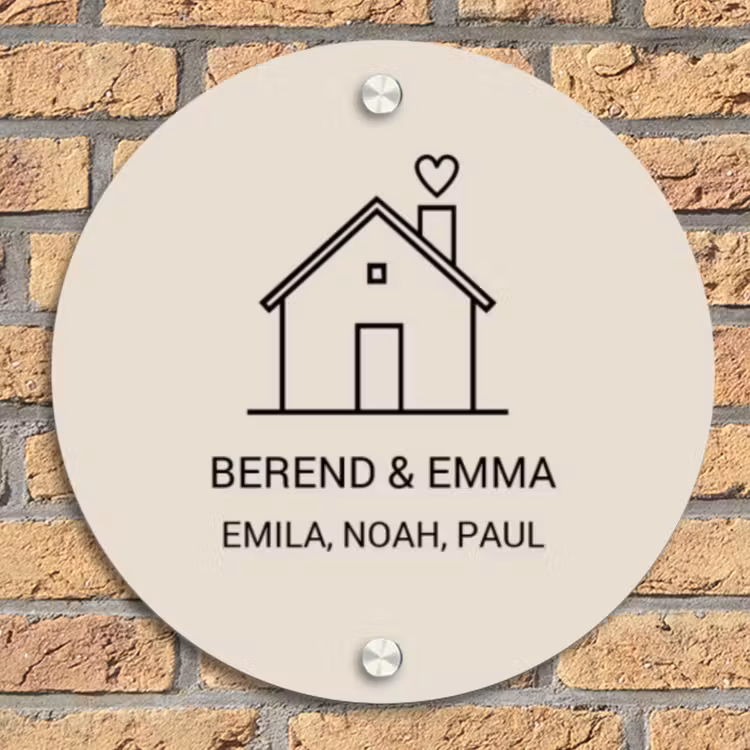 Huis illustratie - Klassiek Naambord Rond klein -sfeer1