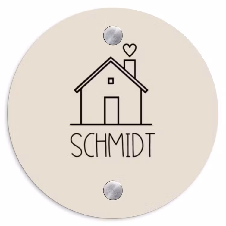 Huis illustratie - Modern Naambord Rond klein -3d