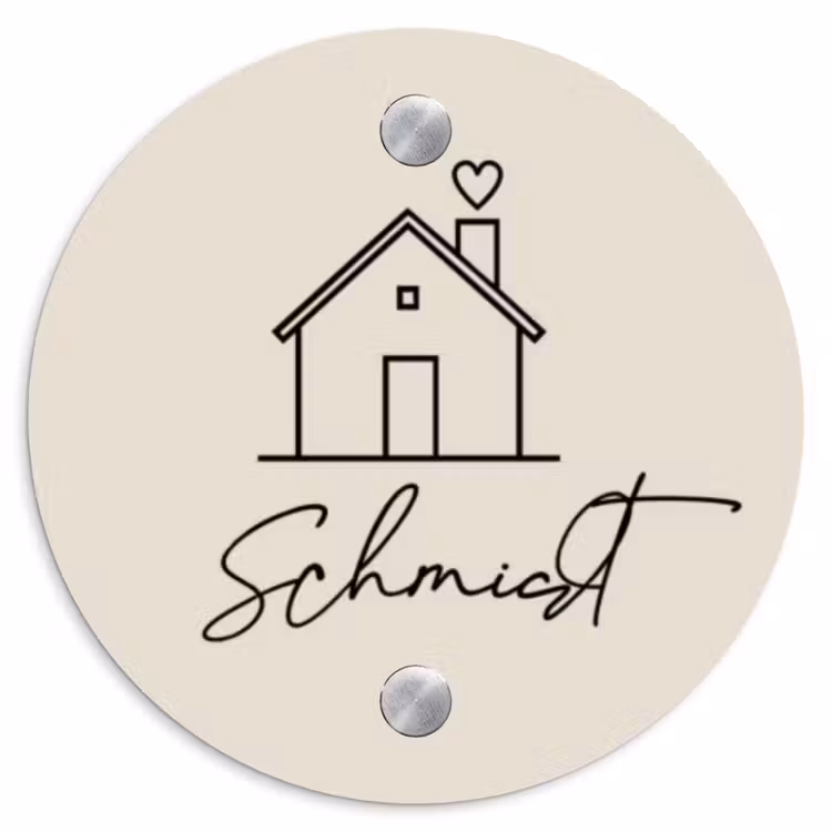 Huis illustratie - Sierlijk Naambord Rond klein -3d