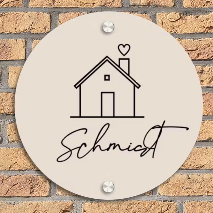 Huis illustratie - Sierlijk Naambord Rond klein -sfeer1