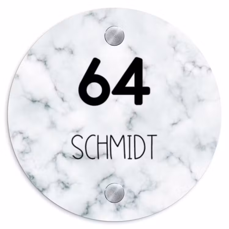 Lichtblauw marmer - Modern Naambord Rond klein -3d