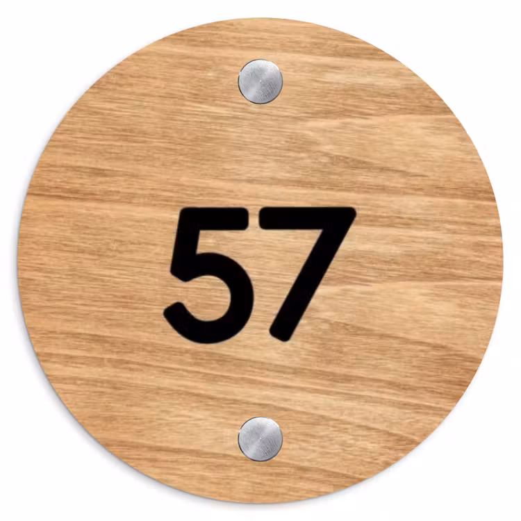 Licht hout - Traditioneel Naambord Rond klein -3d