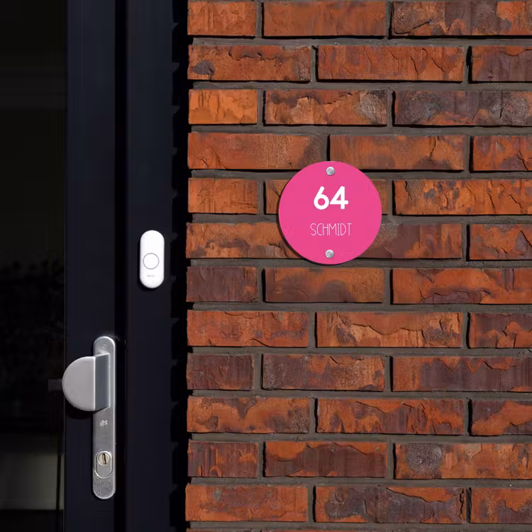 Felroze - Modern Naambord Rond klein -sfeer1-rond-XS