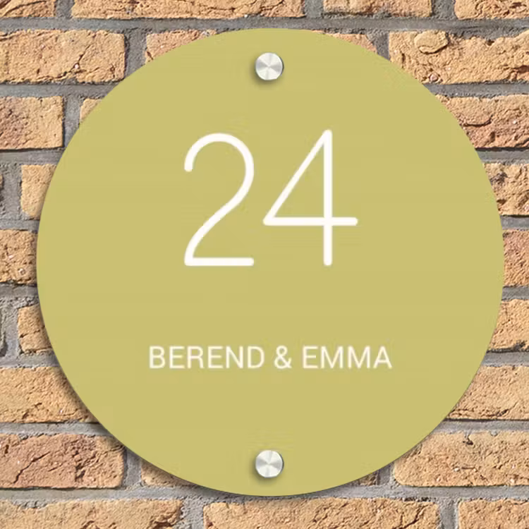 Lichtgroen - Klassiek Naambord Rond klein -sfeer1