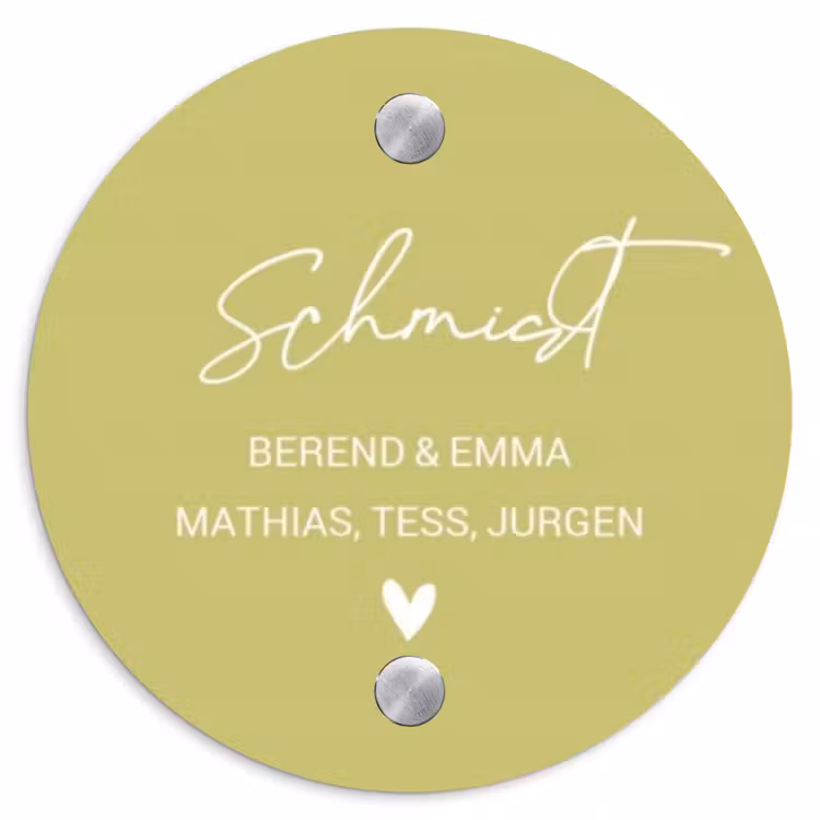 Lichtgroen - Sierlijk Naambord Rond klein -3d