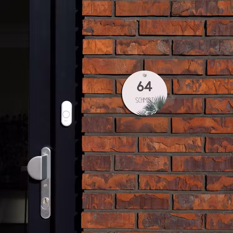 Lichtroze met palmblad - Modern Naambord Rond klein -sfeer1-rond-XS