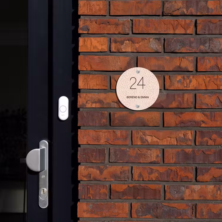 Lichtroze met stippen - Klassiek Naambord Rond klein -sfeer1-rond-XS