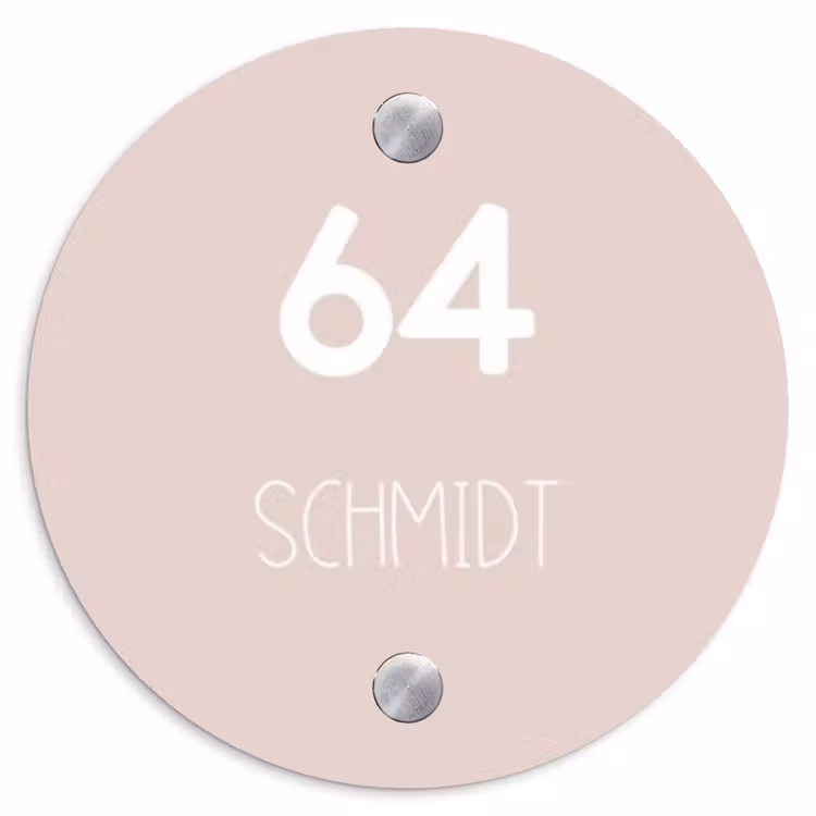 Lichtroze - Modern Naambord Rond klein -3d