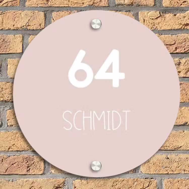 Lichtroze - Modern Naambord Rond klein -sfeer1