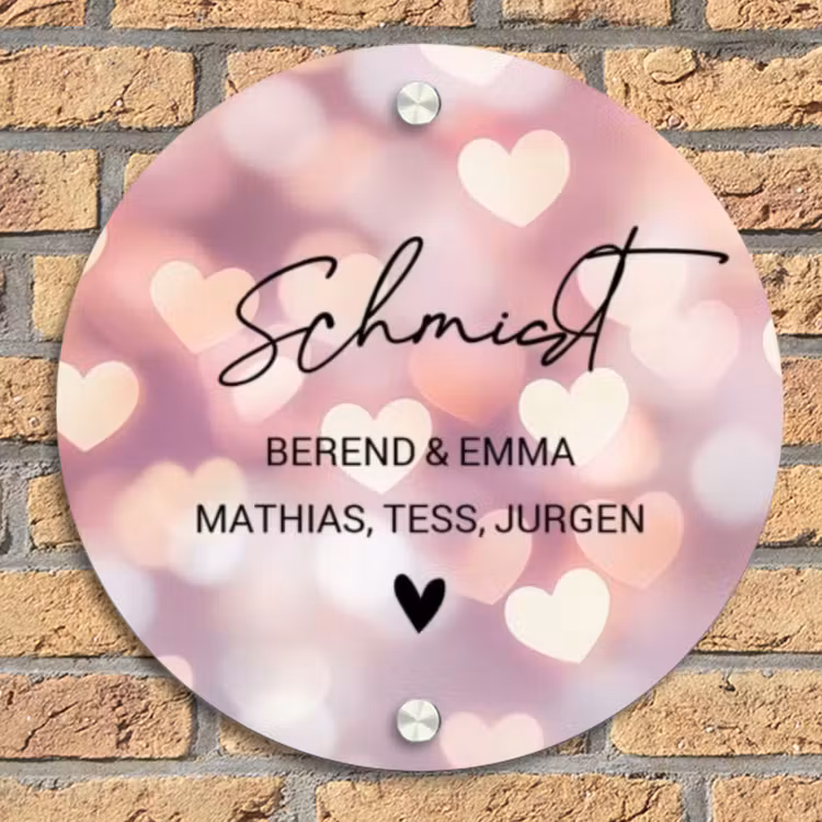 Hartvormige gloed - Sierlijk Naambord Rond klein -sfeer1