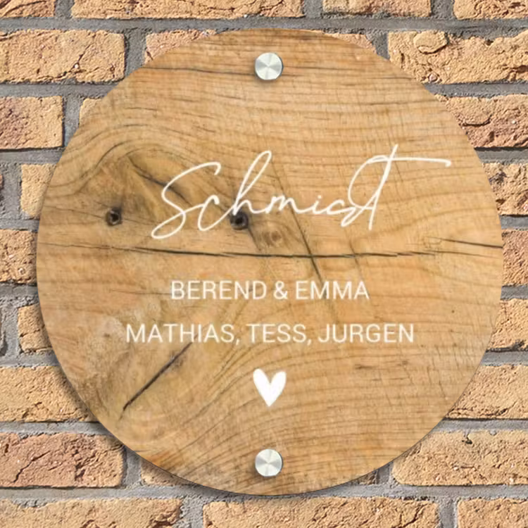 Hout - Sierlijk Naambord Rond klein -sfeer1