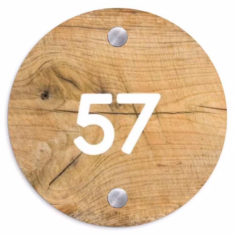Hout - Traditioneel Naambord Rond klein -3d