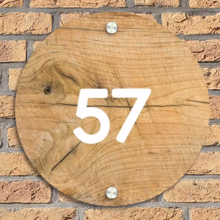 Hout - Traditioneel Naambord Rond klein -sfeer1