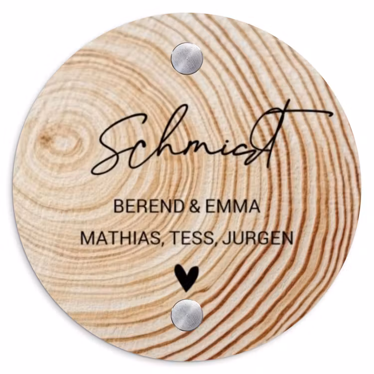 Holzmaserung - Elegant Naambord Rond klein -3d