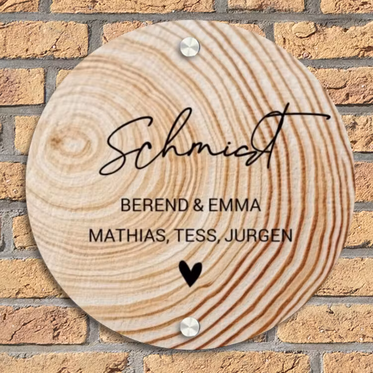 Holzmaserung - Elegant Naambord Rond klein -sfeer1