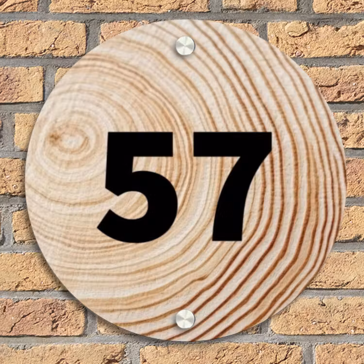 Holzmaserung - Traditionell Naambord Rond klein -sfeer1