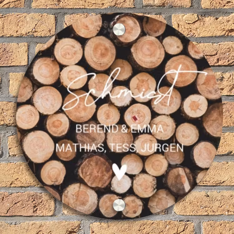 Houtstapel - Sierlijk Naambord Rond klein -sfeer1