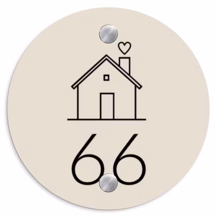 Huis illustratie - Traditioneel Naambord Rond klein -3d