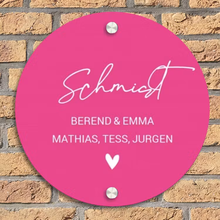 Knallrosa - Klassisch Naambord Rond klein -sfeer1