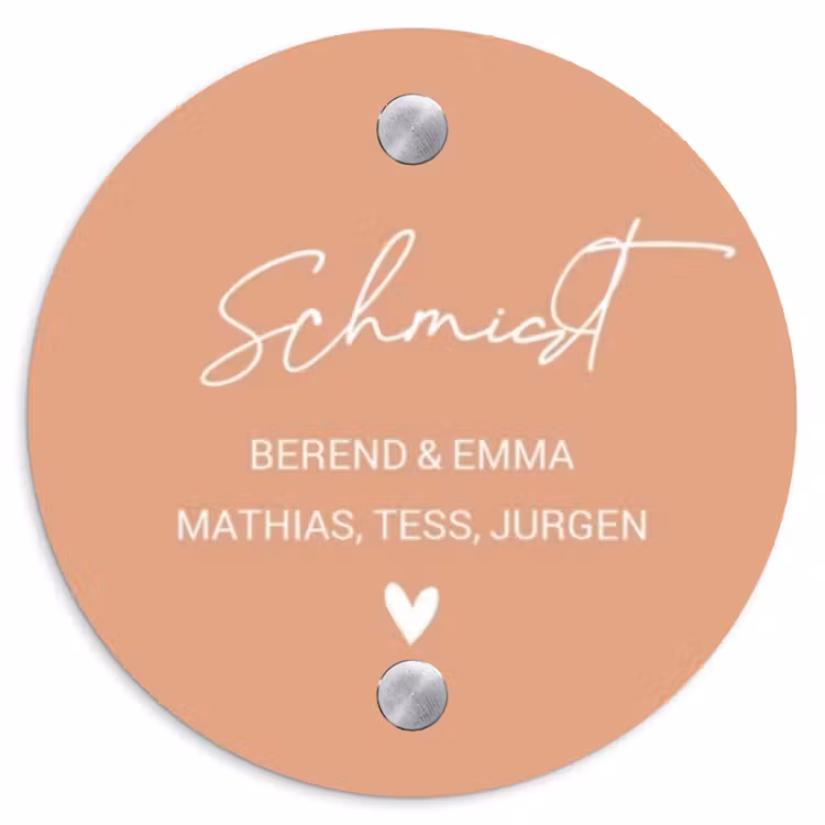 Zalmroze - Sierlijk Naambord Rond klein -3d