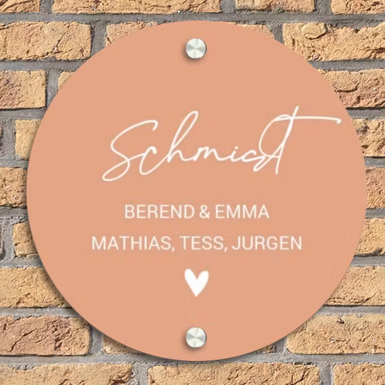 Zalmroze - Sierlijk Naambord Rond klein -sfeer1