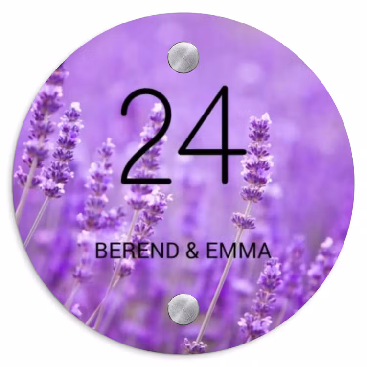 Lavendel - Klassiek Naambord Rond klein -3d