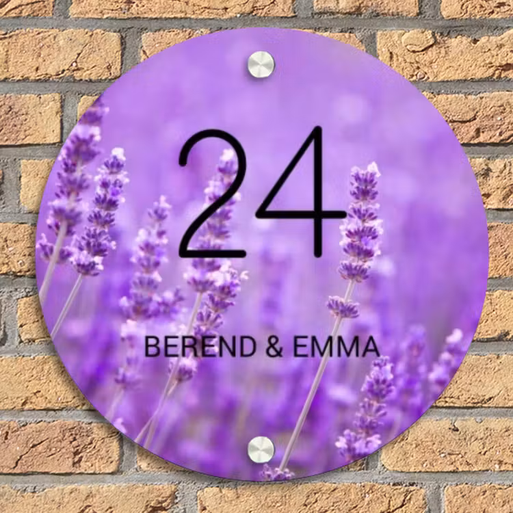Lavendel - Klassiek Naambord Rond klein -sfeer1
