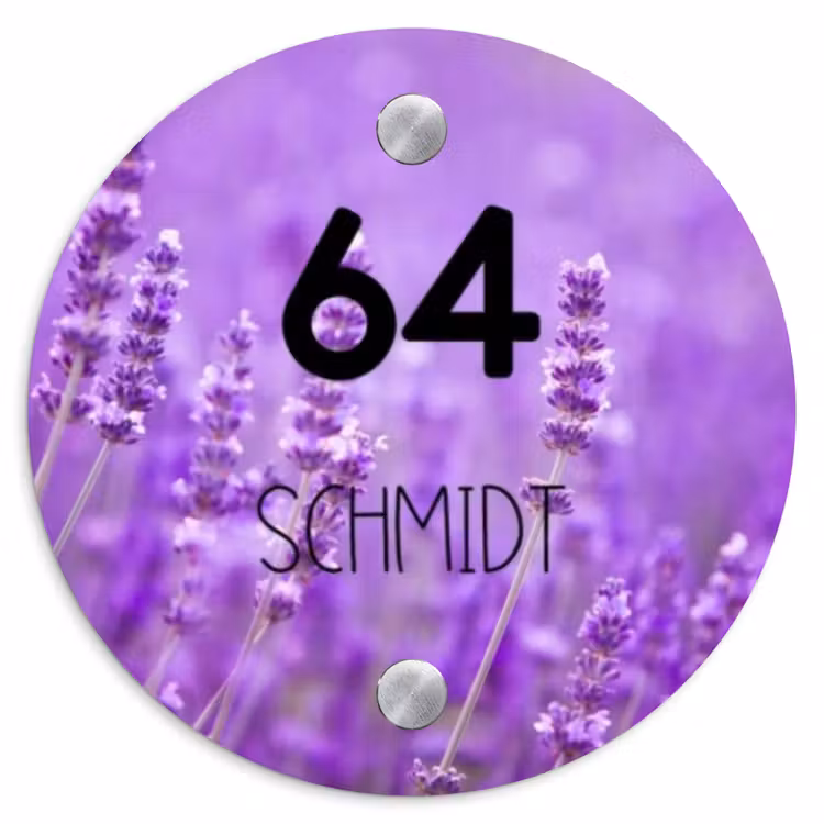 Lavendel - Modern Naambord Rond klein -3d