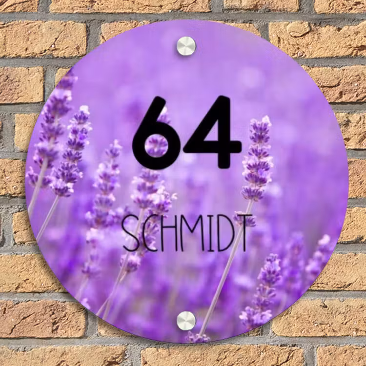 Lavendel - Modern Naambord Rond klein -sfeer1