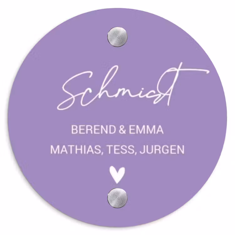 Paars - Sierlijk Naambord Rond klein -3d