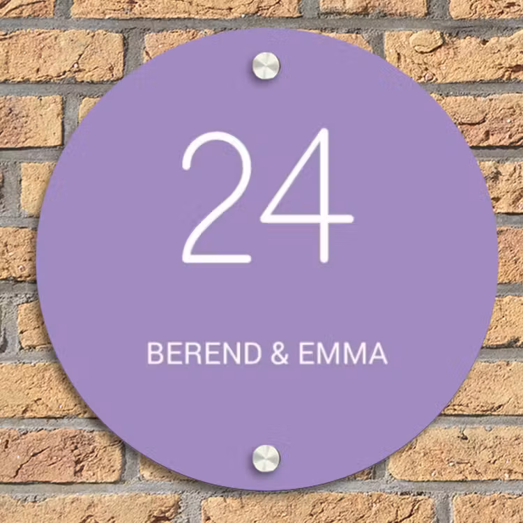 Paars - Klassiek Naambord Rond klein -sfeer1