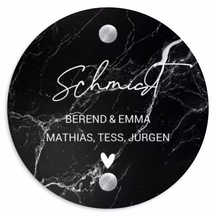 Marmer - Sierlijk Naambord Rond klein -3d