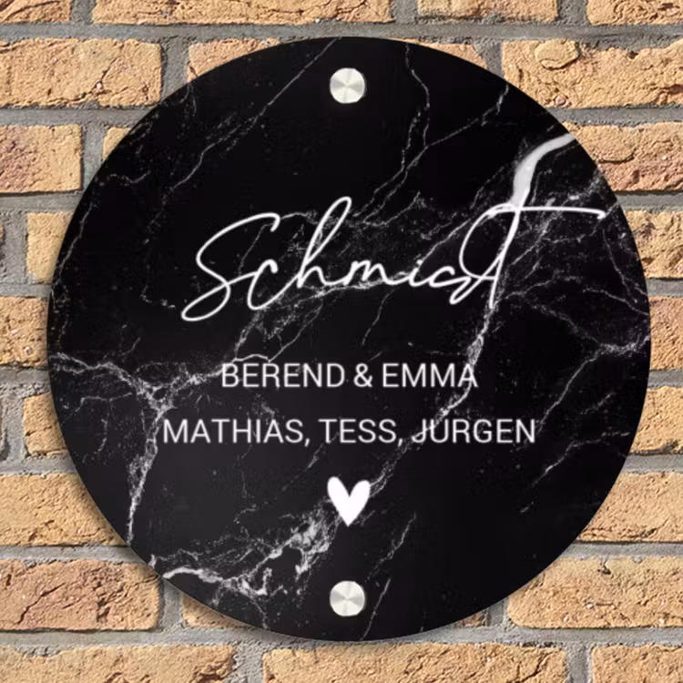 Marmer - Sierlijk Naambord Rond klein -sfeer1