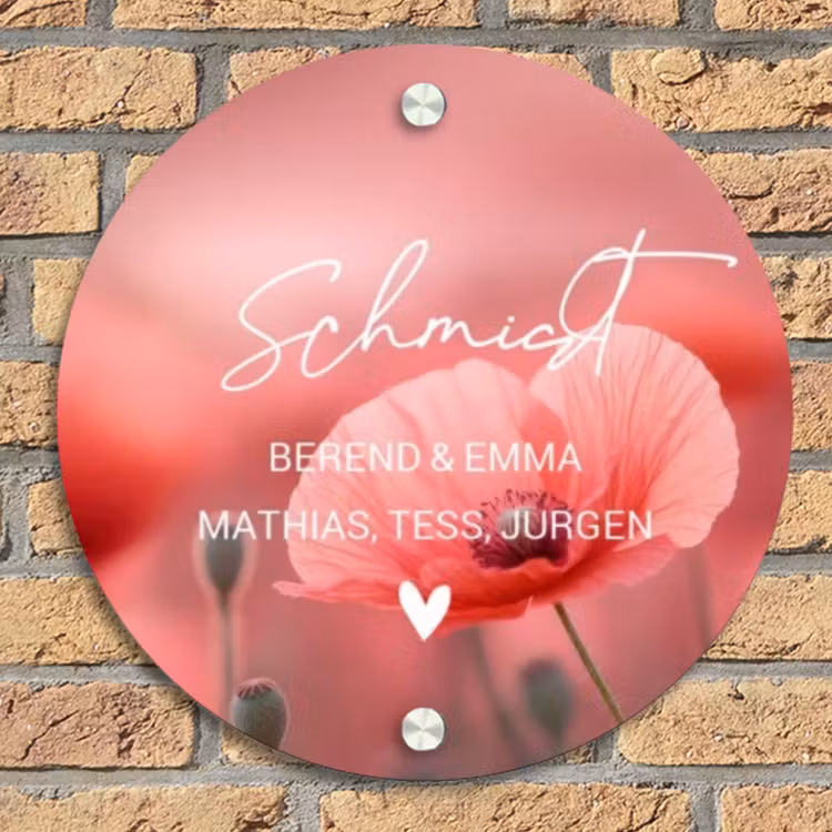 Klaproos - Sierlijk Naambord Rond klein -sfeer1