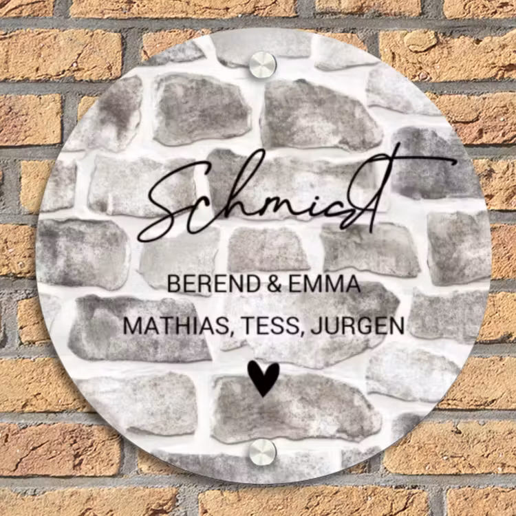 Natuurstenen - Sierlijk Naambord Rond klein -sfeer1