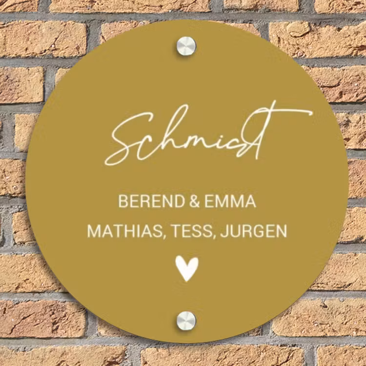Okergeel - Sierlijk Naambord Rond klein -sfeer1