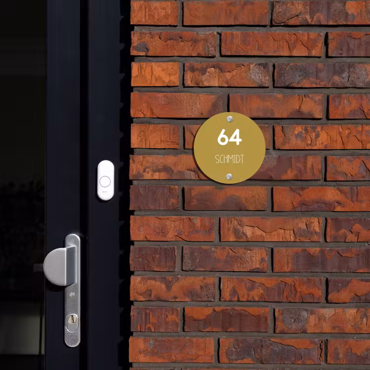 Okergeel - Modern Naambord Rond klein -sfeer1-rond-XS