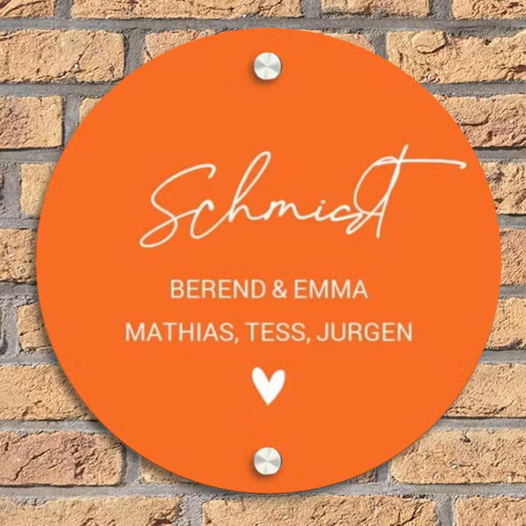 Oranje - Sierlijk Naambord Rond klein -sfeer1
