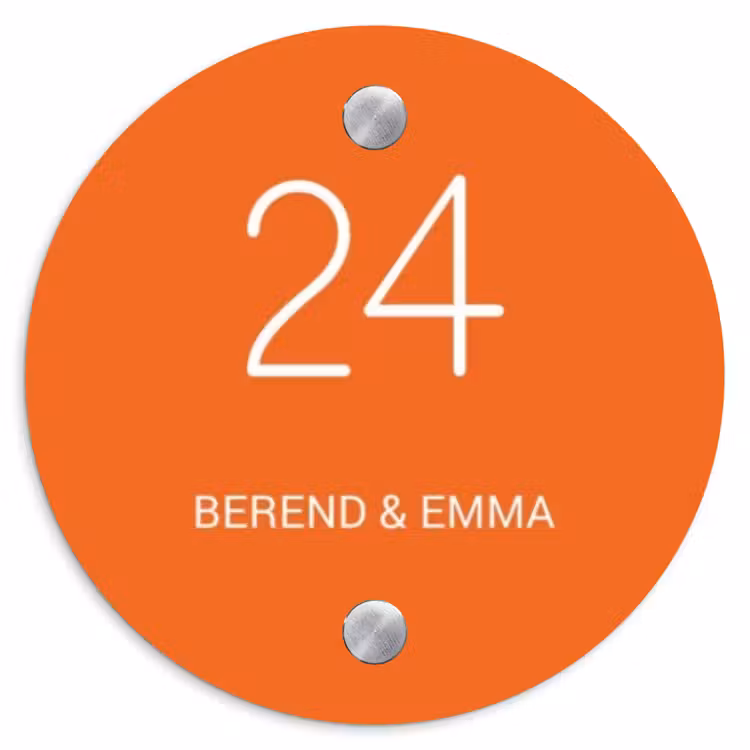 Oranje - Klassiek Naambord Rond klein -3d
