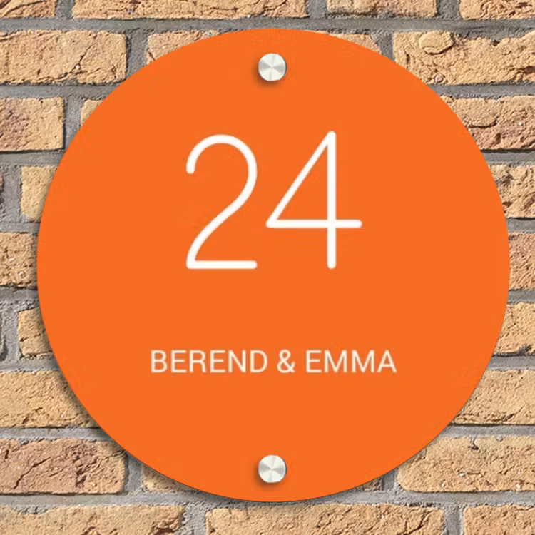 Oranje - Klassiek Naambord Rond klein -sfeer1