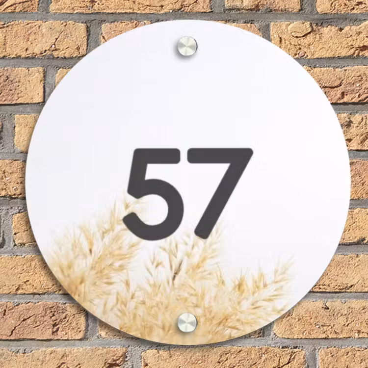 Pluimgras - Traditioneel Naambord Rond klein -sfeer1