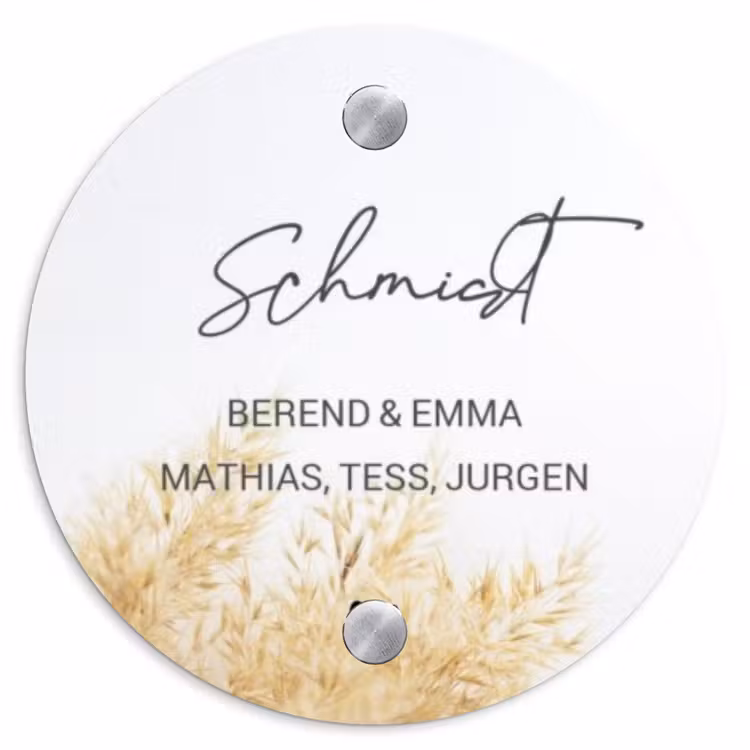 Pluimgras - Sierlijk Naambord Rond klein -3d