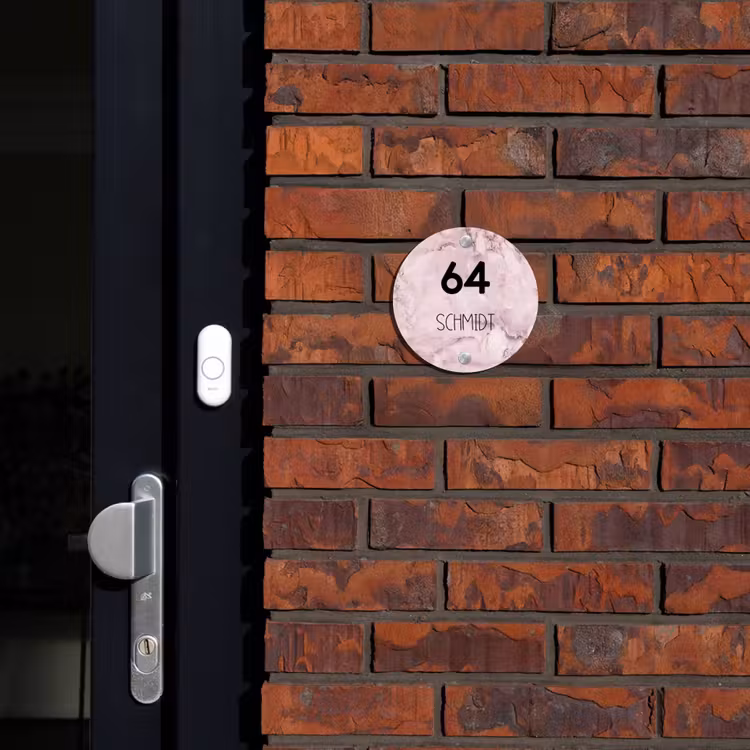 Roze marmer - Modern Naambord Rond klein -sfeer1-rond-XS