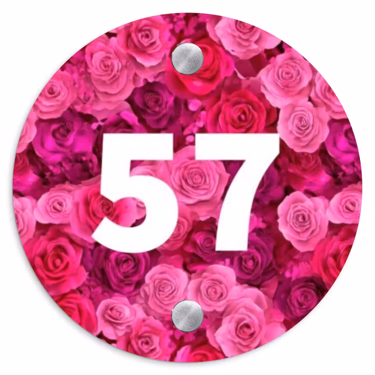 Roze rozen - Traditioneel Naambord Rond klein -3d
