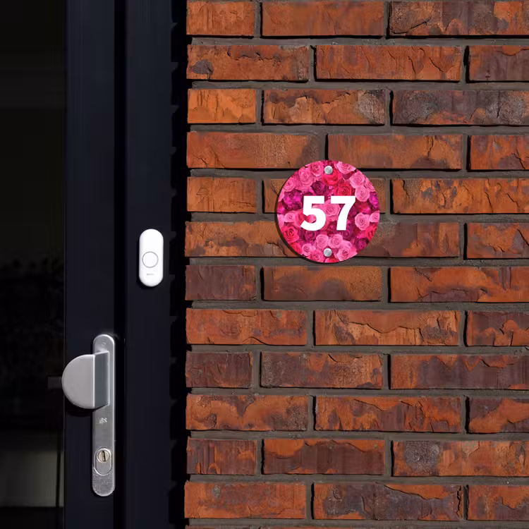 Roze rozen - Traditioneel Naambord Rond klein -sfeer1-rond-XS