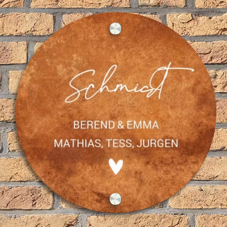 Roest - Sierlijk Naambord Rond klein -sfeer1