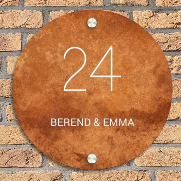 Roest - Klassiek Naambord Rond klein -sfeer1