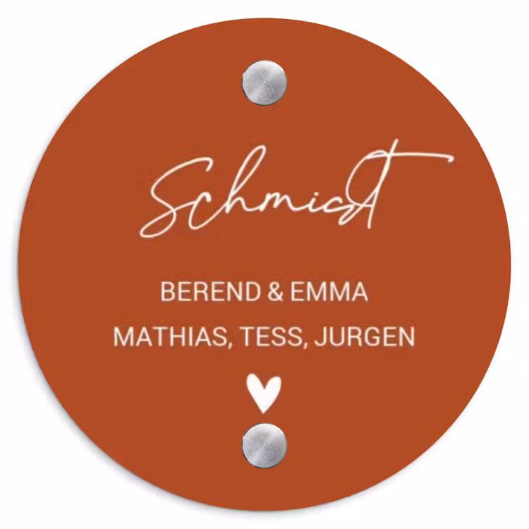 Roestbruin - Sierlijk Naambord Rond klein -3d