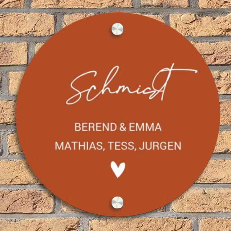 Roestbruin - Sierlijk Naambord Rond klein -sfeer1