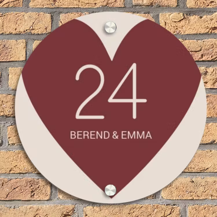 Rood hart - Klassiek Naambord Rond klein -sfeer1